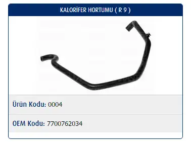 MASTER M0004 Kalorifer Hortumu 7700762034 resmi