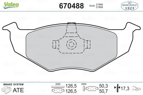 VALEO 670488 Ön Fren Balatası 6N0698151C resmi