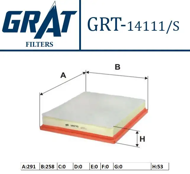 GRAT 14111S Hava Filtresi 834647 resmi