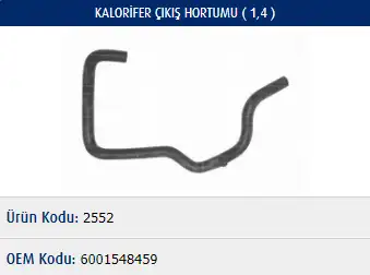 MASTER M2552 Kalorifer Hortumu 6001548459 resmi