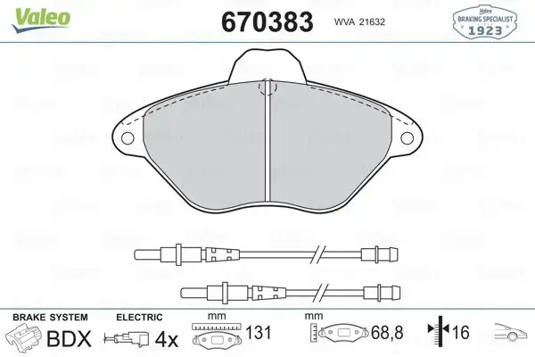 VALEO 670383 Ön Fren Balatası resmi