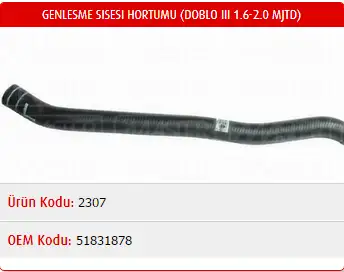 MASTER M2307 Yedek Su Deposu Hortumu 51831878 resmi
