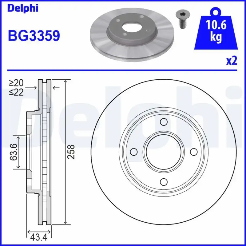 DELPHI BG3359 Ön Fren Diski resmi