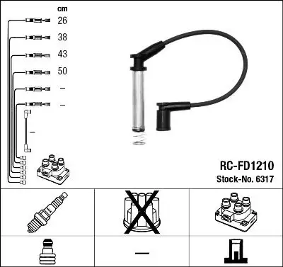 NGK 6317 (RCFD1210) Buji Kablosu resmi
