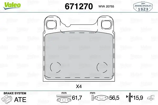 VALEO 671270 Arka Fren Balatası resmi