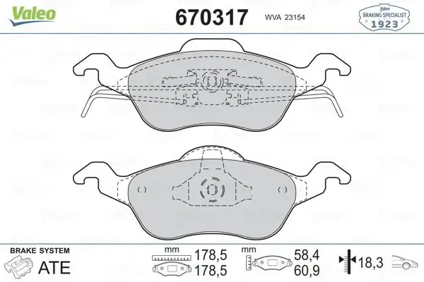 VALEO 670317 Ön Fren Balatası resmi