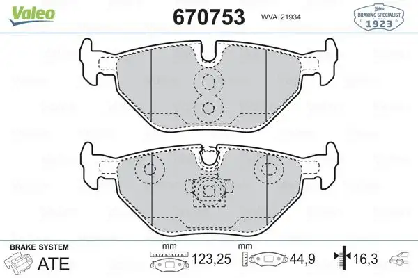 VALEO 670753 Arka Fren Balatası resmi