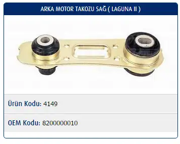 MASTER M4149 Motor Takozu (Arka) 8200000010 resmi