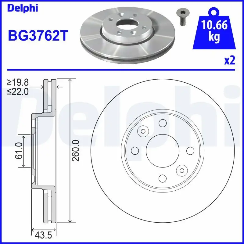 DELPHI BG3762T Ön Fren Diski resmi
