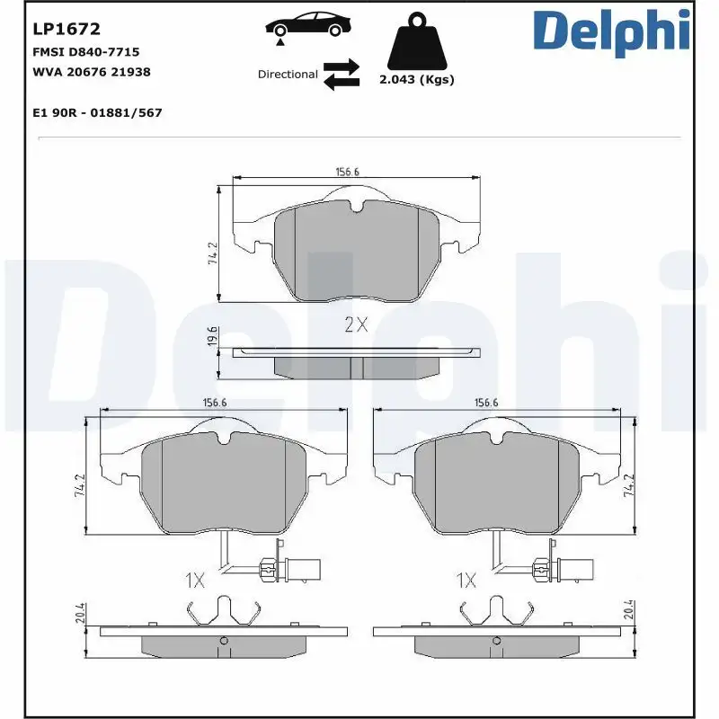 DELPHI LP1672 Ön Fren Balatası resmi