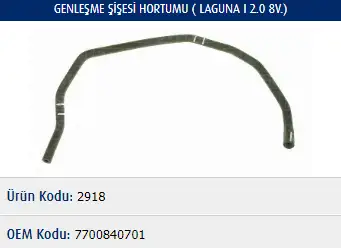 MASTER M2918 Yedek Su Deposu Hortumu 7700840701 resmi