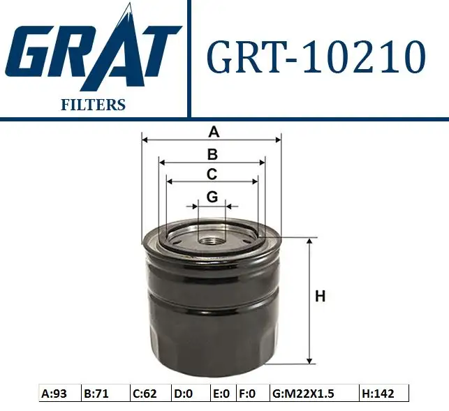 GRAT 10210 Yağ Filtresi 1109AS resmi