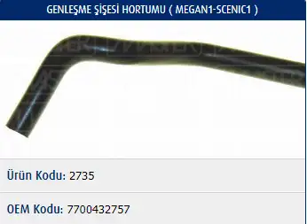 MASTER M2735 Yedek Su Deposu Hortumu 7700432757 resmi
