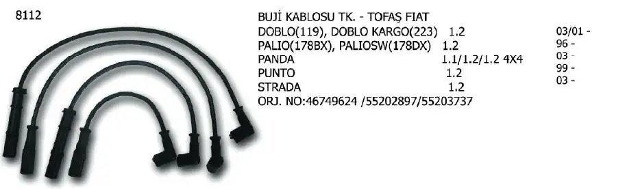 ÜNÜVAR 8112 Buji Kablosu 55202897 resmi