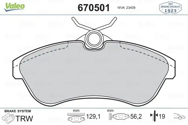 VALEO 670501 Ön Fren Balatası resmi