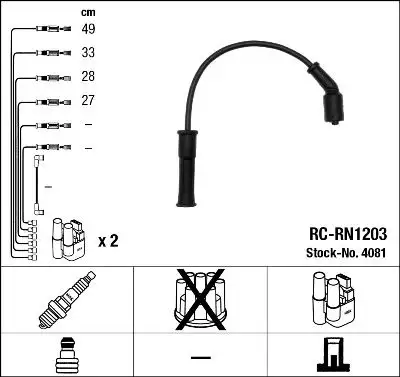 NGK 4081 (RCRN1203) Buji Kablosu 7700273226 resmi