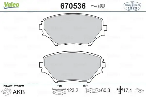 VALEO 670536 Arka Fren Balatası resmi