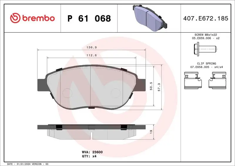BREMBO P61068 Ön Fren Balatası resmi