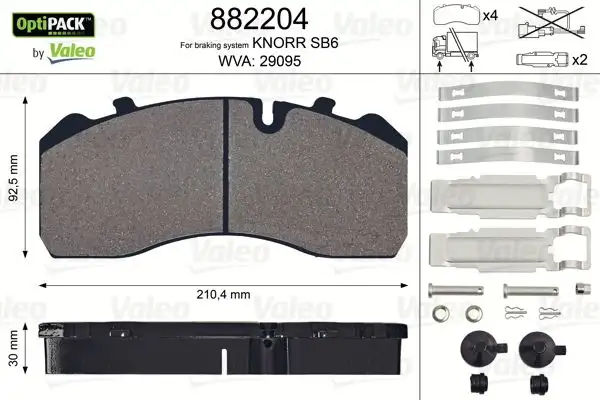 VALEO 882204 Ön Fren Balatası resmi
