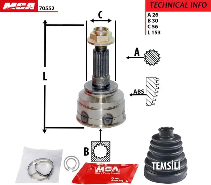 MGA 70552 Aks Kafası (Dış) F03725500A resmi