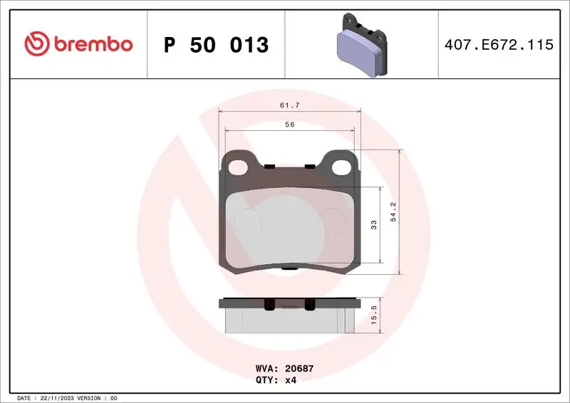 BREMBO P50013 Arka Fren Balatası A0004209820 resmi