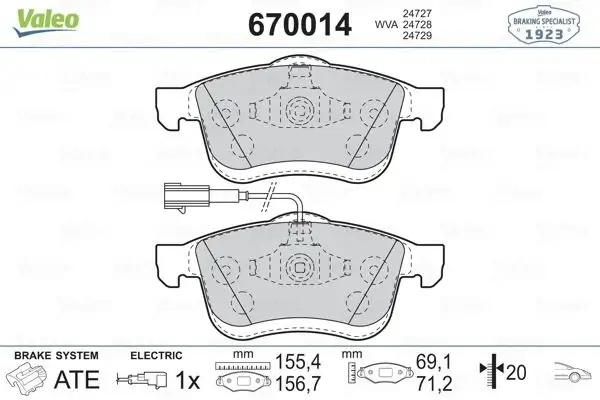 VALEO 670014 Arka Fren Balatası resmi