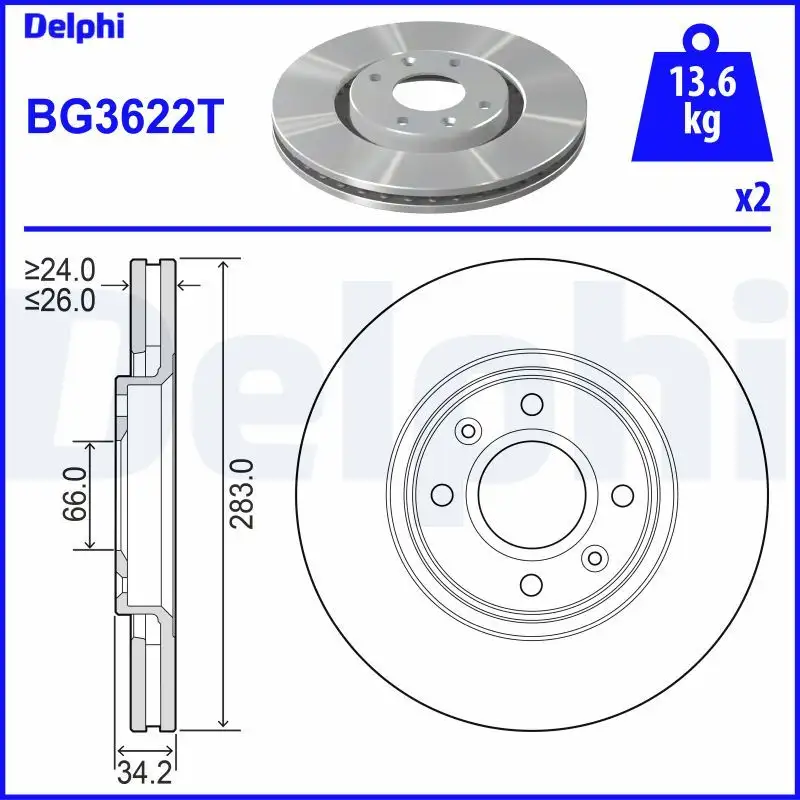 DELPHI BG3622T Ön Fren Diski resmi