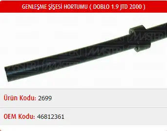 MASTER M2699 Yedek Su Deposu Hortumu 46812361 resmi