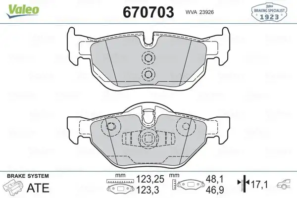 VALEO 670703 Arka Fren Balatası resmi