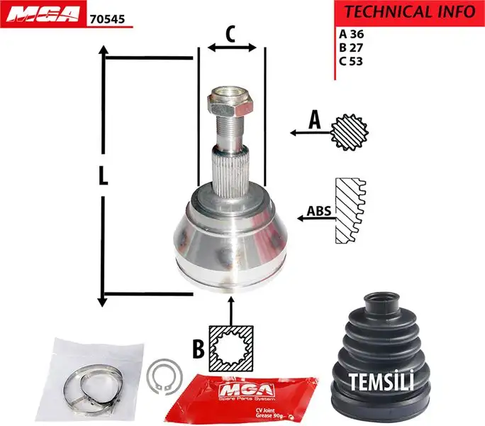 MGA 70545 Aks Kafası (Dış) 1J0498099E resmi