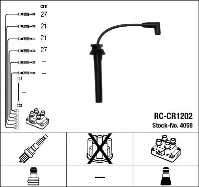 NGK 4058 Buji Kablosu RCCR1202 resmi