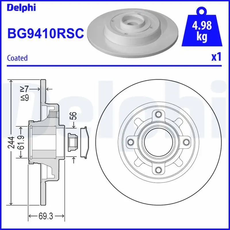 DELPHI BG9410RSC Arka Fren Diski 39181957 resmi