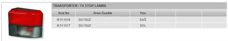 MARS 511516 Stop Lambası (Sağ) 701945095A01C resmi