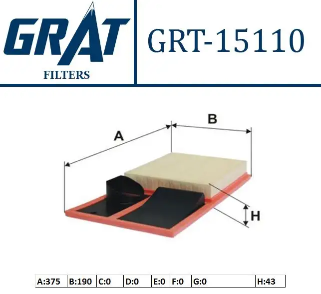 GRAT 15110 Hava Filtresi 036129620H resmi