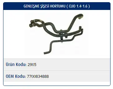 MASTER M2905 Kalorifer Hortumu 7700834888 resmi