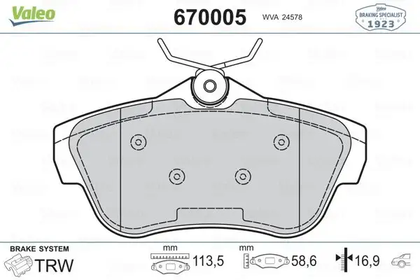 VALEO 670005 Arka Fren Balatası resmi