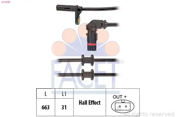 FACET 21.0190 ABS Hız Sensörü (Ön) A2035400417 resmi