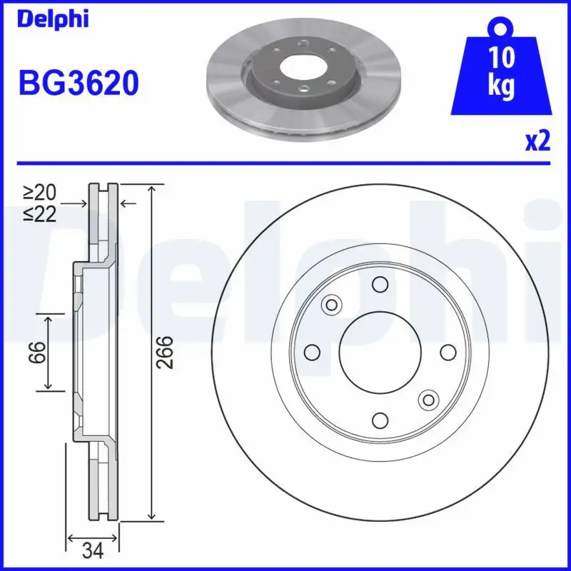 DELPHI BG3620 Ön Fren Diski resmi