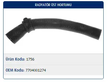 MASTER M1756 Radyatör Üst Hortumu 7704001274 resmi