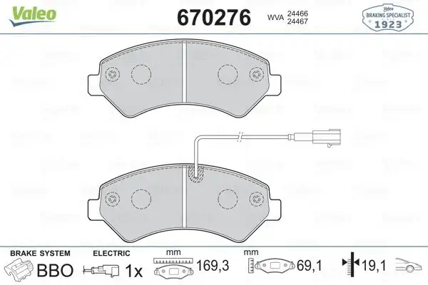 VALEO 670276 Ön Fren Balatası resmi