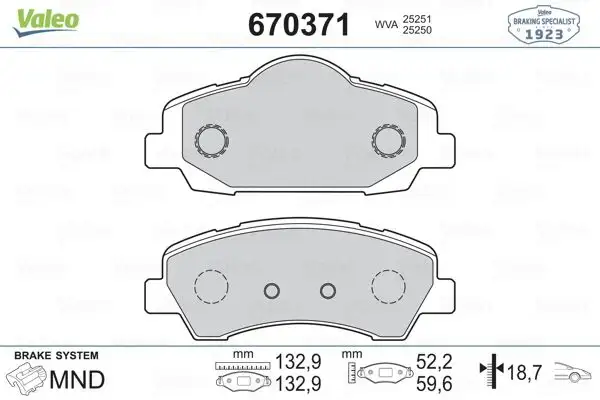VALEO 670371 Ön Fren Balatası resmi