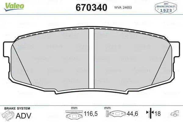 VALEO 670340 Arka Fren Balatası resmi