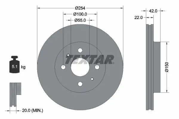 TEXTAR 92204503 Ön Fren Diski 43512B1030000 resmi