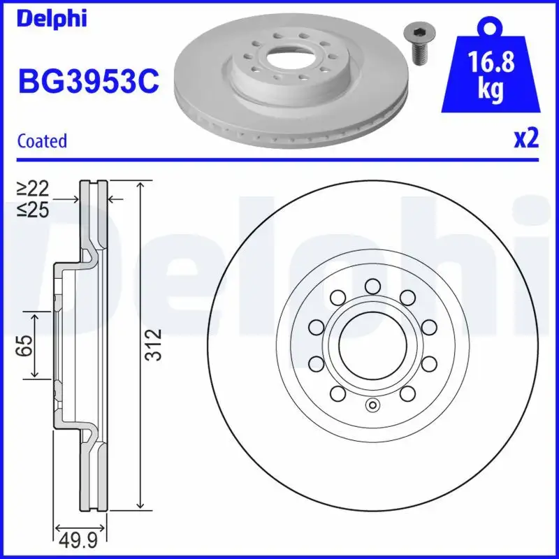 DELPHI BG3953C Ön Fren Diski resmi