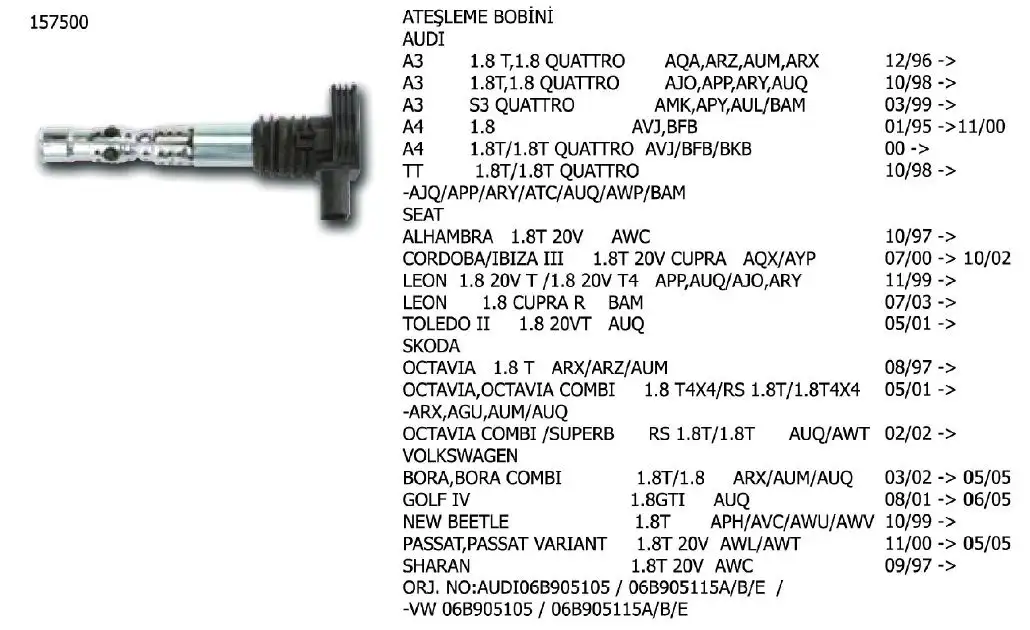ÜNÜVAR 157500-2 Bobin resmi
