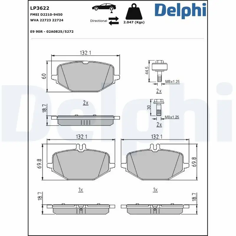 DELPHI LP3622 Arka Fren Balatası resmi