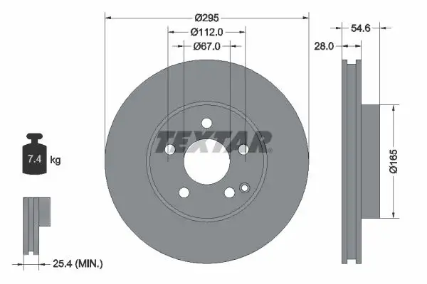 TEXTAR 92115105 Ön Fren Diski A2114210712 resmi
