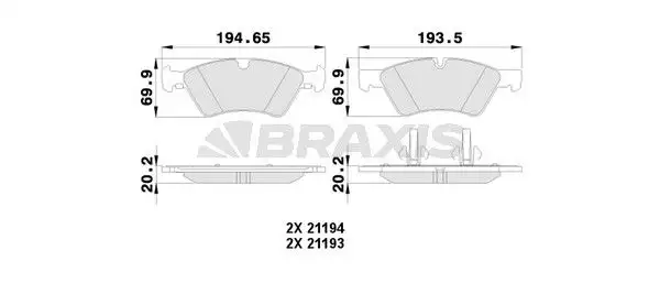 BRAXIS AA0123 Ön Fren Balatası A1644200820 resmi