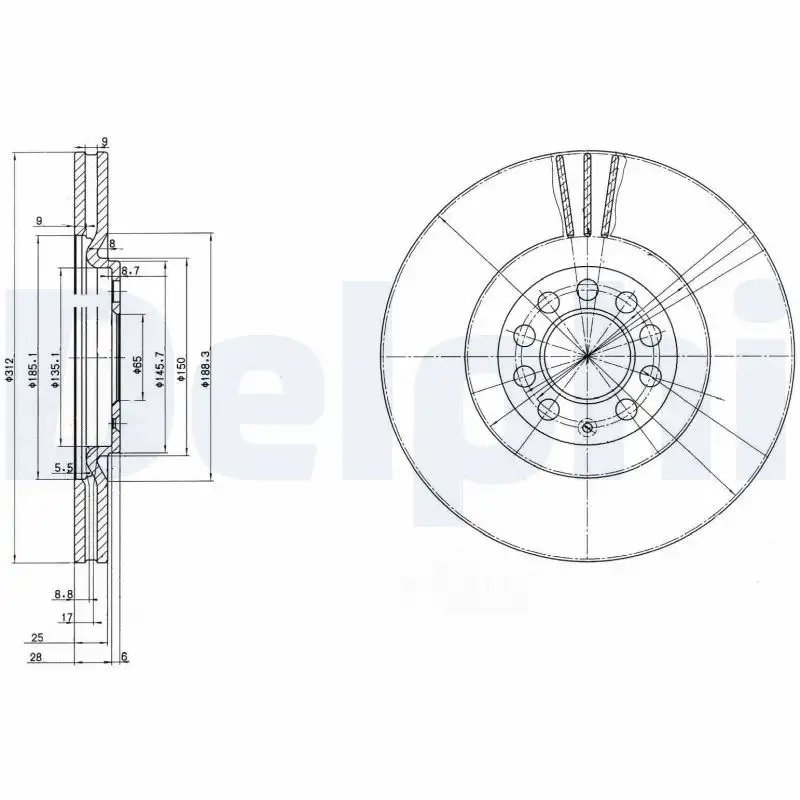 DELPHI BG3528 Ön Fren Diski 8N0615301A resmi