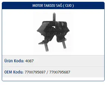 MASTER M4087 Motor Takozu (Sağ) 7700795687 resmi